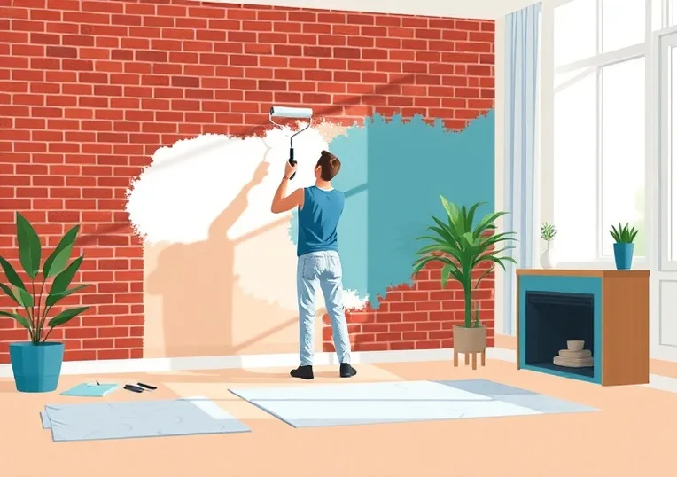 Peintre appliquant la peinture au rouleau sur un mur de salon