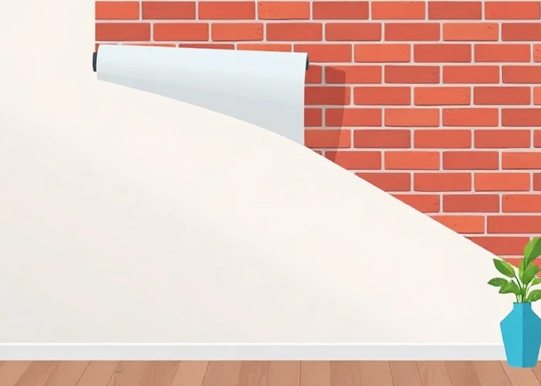 Pose de papier peint, rouleau et brosse à maroufler